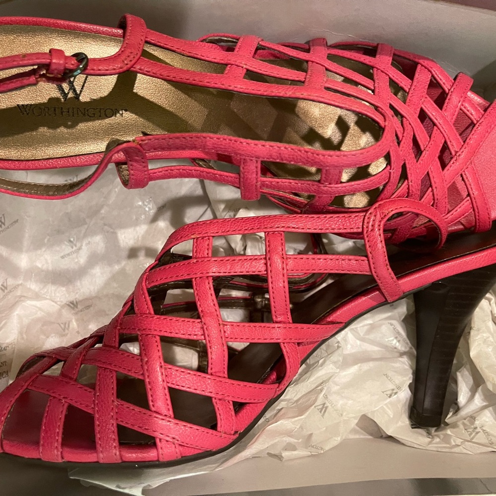 Worthington Pink High Heeled Sandals with Cage Design